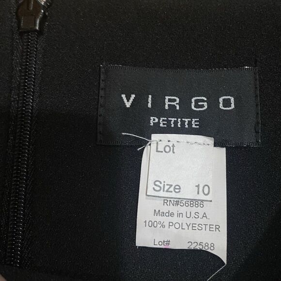 Virgo Womens 10 Petite 2pc Black Blazer Suit Jacket Dress Set Union Label USA - Picture 12 of 16